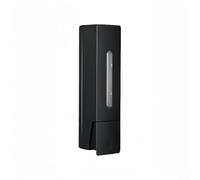 Dispensador de jabón de pared a prueba de fugas de 400 ml para champú acondicionador y gel de ducha con bloqueo superior seguro e indicador de recarga (negro individual)