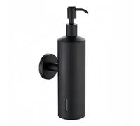 Dispensador de jabón de pared de acero inoxidable para uso en baño y cocina, ofrece dispensación controlada de jabón y método de fácil instalación (negro)