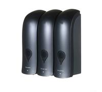 Dispensador de jabón de pared para baño, botellas dispensadoras rellenables con bomba para champú y gel de ducha, diseño que ahorra espacio, 3 x 300 ml, dorado (gris)