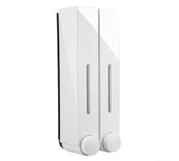 Dispensador de jabón de triple cámara montado en la pared con capacidad de 420 ml, diseñado para ducha, baño y uso comercial con plástico ABS (blanco doble)
