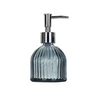 Dispensador de jabón de vidrio de 8 onzas con bomba a prueba de óxido, dispensador de jabón líquido de manos con rayas verticales, dispensador de jabón, frasco para cocina, baño (gris claro)
