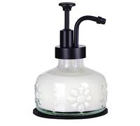 Dispensador de jabón de Vidrio para encimera de Cocina y baño, Bomba de acción Suave, Recargable, líquido de Lavado de Manos, detergente para Platos, Estilo Granja con Forma cilíndrica, Bomba de