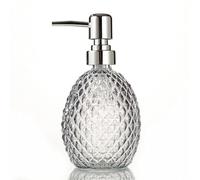 Dispensador de jabón de vidrio transparente de 12.5 onzas, dispensador de jabón de manos vintage, dispensador de loción con bomba plateada a prueba de óxido para aceite esencial, champú, gel, gel de