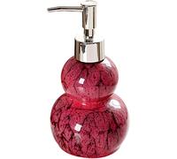 dispensador de jabón, Dispensador de jabón cerámica colorido con bomba, loción recargable 330ml y botella champú for tocador baño ducha, 8,5x16,5 cm, 1 Uds(Red)