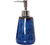 Dispensador de jabón, Dispensador de jabón cerámica colorido recargable, botella con bomba champú y loción 300 ml for baño, tocador ducha, 8 x 16,5 cm (1 unidad)(Blue)
