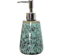 Dispensador de jabón, Dispensador de jabón cerámica colorido recargable, botella con bomba champú y loción 300 ml for baño, tocador ducha, 8 x 16,5 cm (1 unidad)(Green)