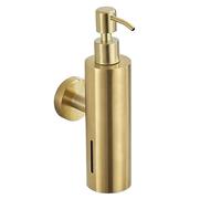 Dispensador de jabón individual de 250 ml para baño, montado en la pared, dispensador de champú y acondicionador para el hogar, hotel, restaurante (acero inoxidable, dorado cepillado)