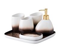 Dispensador de Jabón Juego De Artículos Tocador For Baño 5 Piezas Que Incluye: Dispensador Jabón Y Loción, Vasos For Enjuague Bucal, Soporte For Cepillo Dientes Jabonera Dispensador de jabón(Green)