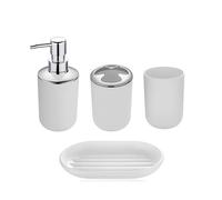 Dispensador De Jabón Juegos De Accesorios Baño Plástico, Cepillo, Jabonera, Dispensador Pasta Dientes, Tapa Abatible, Basura Lavable For(4PCS B)