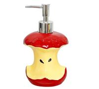Dispensador de jabón lindo Dispensador de loción de cerámica de 350 ml / 12 oz con bomba Diseño divertido de manzana mordida vívida Botella de jabón decorativa para lavabo de baño para niños y u