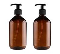 Dispensador de Jabón Líquido Botellas De Jabón Plástico 2 Piezas, Botella Dispensadora Recargable para Cocina Y Baño Botellas de Aseo(Bruin)