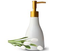 Dispensador de jabón líquido de 280 ml para baño con Bomba Dorada, dispensador de jabón para Platos para Fregadero de Cocina, dispensador de loción de encimera Recargable, dispensador de jabón de