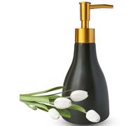 Dispensador de jabón líquido de 280 ml para baño con Bomba Dorada, dispensador de jabón para Platos para Fregadero de Cocina, loción de encimera Recargable, dispensador de jabón de Manos Negro para
