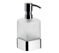 dispensador de jabón líquido emco loft, modelo de pared, recipiente de cristal satinado, bomba dosificadora de plástico, 052101601, Color: acero inoxidable