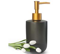 Dispensador de jabón líquido para baño con Bomba Dorada, dispensador de jabón para Platos para Cocina, loción de encimera Recargable, dispensador de jabón de Manos Negro para Ducha, 420 ml (Botella