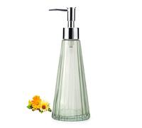 Dispensador de Jabón Líquidos de Vidrio para Baño Cocina dosificador on Bomba Plateada a Prueba de óxido 10 oz/300 ml (Verde)