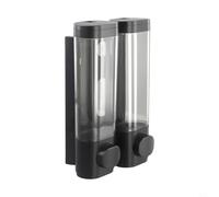 Dispensador de jabón manual de triple cabezal negro montado en la pared para baño, cocina, hotel, hogar, con material ABS y diseño de fácil recarga (doble)