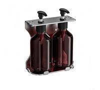 Dispensador de jabón manual montado en la pared con botella de bomba y soporte adecuado para el hogar, oficina, cafetería y espacios públicos (2 botellas)