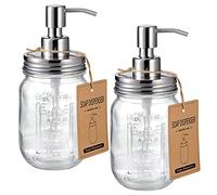 Dispensador de jabón Mason Jar con Tapa y Bomba de Acero Inoxidable a Prueba de óxido, jabón de Manos Recargable para baño, Cocina, Ideal para jabón de Platos, jabón líquido, lociones, calcomanías