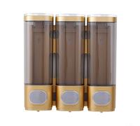 Dispensador de jabón montado en la pared, botella de bomba de 300 ml, 3 cámaras para gel de ducha, champú, acondicionador, organizador de baño (dorado)