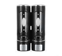 Dispensador de jabón montado en la pared con 2 cabezales para gel de ducha y champú, accesorio de baño oro rosa, material ABS, para fácil instalación con botón para uso doméstico y comercial (negro)