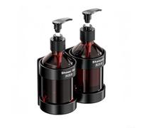 Dispensador de jabón montado en la pared con soporte para champú, gel de ducha, acondicionador y conveniente para baño o cocina (2 botellas)