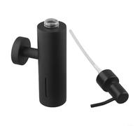 Dispensador de jabón montado en la pared para uso en baño, construcción de acero inoxidable, para champú, gel de baño o loción, ahorro de espacio con diseño de fácil recarga (negro)