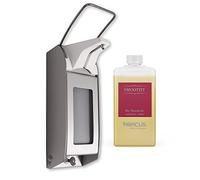 Dispensador de jabón OPHARDT Hygiene ingo-man Plus para 1000 ml con jabón de manos 1 L Eurobotella, dispensador de jabón con mezclador, jabón de manos Smoothy - ABACUS (7824)