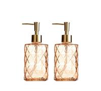 Dispensador de jabón, Paquete de 2 Unidades, Botella de Vidrio con Bomba, 330 ml/11 oz, Botella vacía rellenable, dispensador de loción, dispensador de champú (B)