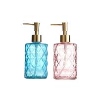 Dispensador de jabón, Paquete de 2 Unidades, Botella de Vidrio con Bomba, 330 ml/11 oz, Botella vacía rellenable, dispensador de loción, dispensador de champú (H)