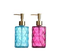 Dispensador de jabón, Paquete de 2 Unidades, Botella de Vidrio con Bomba, 330 ml/11 oz, Botella vacía rellenable, dispensador de loción, dispensador de champú (J)