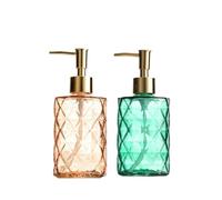 Dispensador de jabón, Paquete de 2 Unidades, Botella de Vidrio con Bomba, 330 ml/11 oz, Botella vacía rellenable, dispensador de loción, dispensador de champú (G)