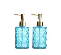 Dispensador de jabón, Paquete de 2 Unidades, Botella de Vidrio con Bomba, 330 ml/11 oz, Botella vacía rellenable, dispensador de loción, dispensador de champú (D)