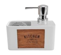 Dispensador de jabón para baño Dispensador de jabón líquido Resina con Cepillo Diseño Almacenamiento único Prensa Encimera Decoración estética de Cocina(#411)