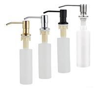 Dispensador de jabón para fregadero de cocina de 500 ml con cabezal de bomba de acero inoxidable y botella ABS negra, diseño de recarga fácil para jabón líquido, loción, detergente (dorado)