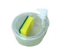 Dispensador de jabón para lavavajillas, 2 en 1, dispensador de jabón para lavar platos, con soporte de esponja para fregadero de cocina, organizador de encimera, baño (blanco/A)