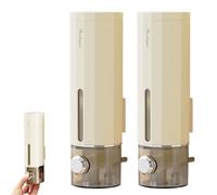 Dispensador de Jabón para Pared, 2 Piezas 450ml Dispensador de Jabón sin Taladrar con Ventana Transparente, para Champú, Acondicionador, Gel de Ducha(Crema)