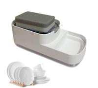 Dispensador de jabón para platos - Soporte de esponja 2 en 1 a prueba fugas, bomba prensa manual, almacenamiento jabón encimera gran capacidad con base antideslizante, herramienta operación con una so