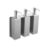 Dispensador de jabón Pared Acero Inoxidable for baño, Juego 3 Botellas loción con aplicador y exprimidor Dispensador Manos(Silver)