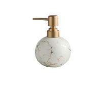 Dispensador de jabón Redondo cerámica Jaspeada 280 ml, con Vetas mármol Multicolor, for encimera Cocina y baño(Weiß)