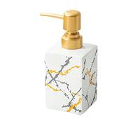 Dispensador de jabón redondo de cerámica de color sólido, bomba de loción recargable, 320ml, 11,3 oz, for cocina, baño, blanco