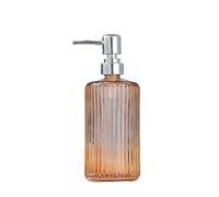 Dispensador de jabón transparente de 500 ml, loción de vidrio cilíndrica y botella desinfectante de manos para baño y hotel, elegante soporte de bomba de empuje gris
