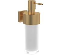 Dispensador de jabón Villeroy & Boch Elements - Striking, dispensador de jabón para Montaje en Pared, dispensador de jabón de Vidrio Satinado con Soporte de latón, Capacidad 230 ml, Dorado Cepillado