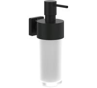 Dispensador de jabón Villeroy & Boch Elements - Striking, dispensador de jabón para Montaje en Pared, dispensador de jabón de Vidrio Satinado con Soporte de latón, Capacidad 230 ml, Negro Mate