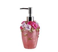 Dispensador de jabón Vintage con diseño Flores, Resina Pintada a Mano, 280 ml, for encimera, Ideal for baño y Cocina(Rot)
