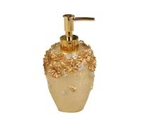 Dispensador de jabón Vintage con diseño Flores, Resina Pintada a Mano, 280 ml, for encimera, Ideal for baño y Cocina(Gold)