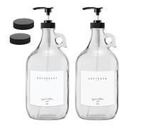 Dispensador de lavandería líquido Comercial Negro - Dos jarras de Vidrio de Medio galón para suavizante de Telas, jabón líquido y lejía, 64 onzas