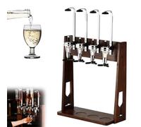 Dispensador de licor, soporte de botella de madera maciza independiente con dispositivo de resorte, estación automática de vertido de bebidas con tazas medidoras para bar en casa