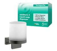 hansgrohe AddStoris S - dispensador jabon baño, dispensador de loción para Montaje en Pared, dosificador de jabón líquido, fijación Oculta, Accesorios de baño, Cromo Negro Cepillado, 41765340