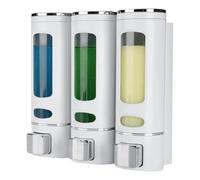 Dispensador de loción de baño - Bomba de champú montada en la pared con 3 cámaras, organizador de gel de ducha recargable | Sistema de almacenamiento de líquido duradero de 3 x 400 ml, diseño práctico